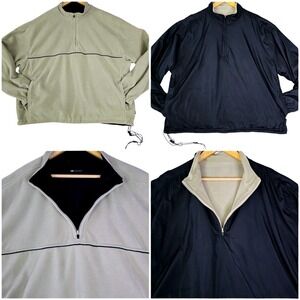 Wedge Golf & Beyond Reversible Quarter Zip Pullover Jacket‎ Tan Fleece Black XL